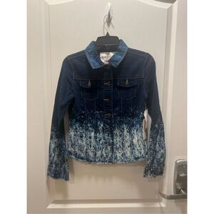 BNCI by blanc noir PAINT SPLATTER-DETAIL DENIM JACKET IN Blue Women’s size S